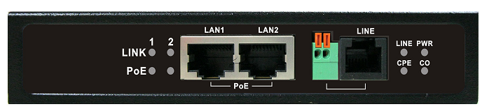  Удлинитель OSNOVO TR-IP2PoE  Ethernet на 2 порта до 3000м с функцией PoE. Автоопределение PoE устройств. Стандарт IEEE 802.3af/at (До 30W на порт). Ск