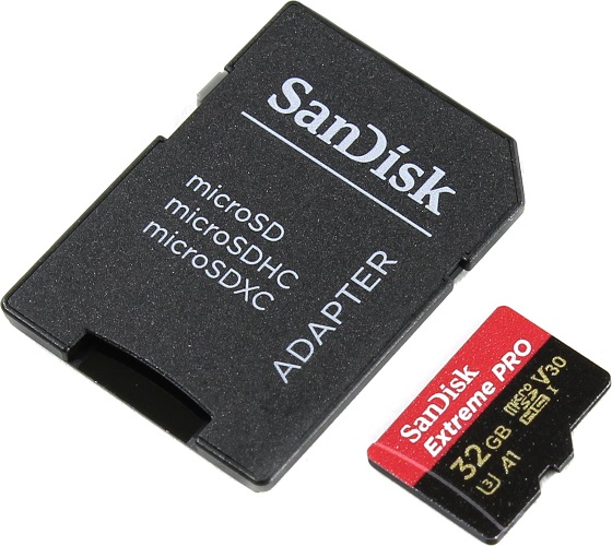 Карта памяти 32GB SanDisk SDSQXCG-032G-GN6MA Extreme Pro + SD Adapter + Rescue Pro Deluxe 100MB/s A1 C10 V30 UHS-I U3