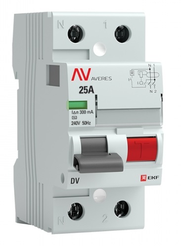 УЗО EKF rccb-2-25-300-ac-av DV 2P 25А/300мА (AC) AVERES