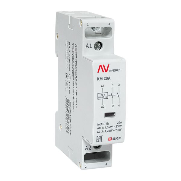 Контактор модульный EKF km-av-1-20-20-24V КМ 20А 2NО 24VAC (1 мод.) AVERES