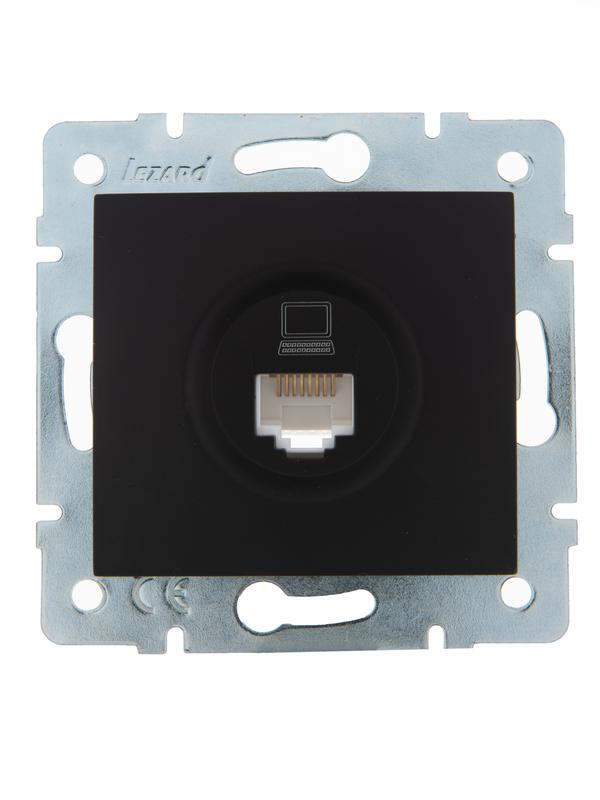 Розетка компьютерная Lezard 707-4288-139 1-м СП Karina RJ45 механизм, черный бархат