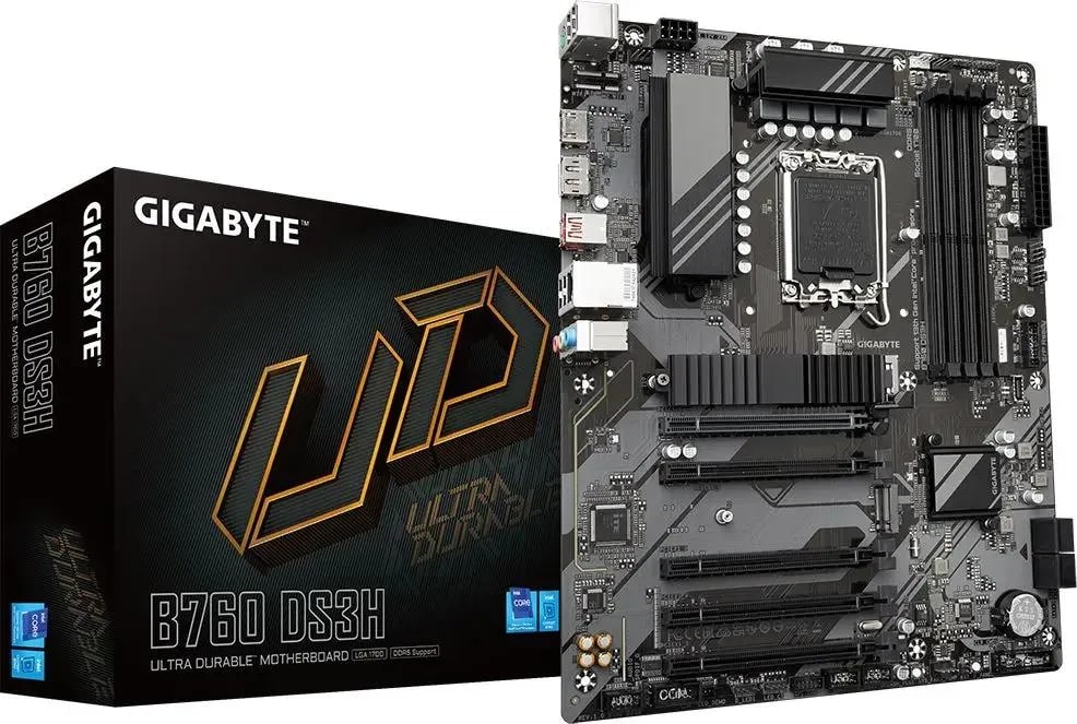 Материнская плата ATX GIGABYTE B760 DS3H (LGA1700, B760, 4*DDR5 (7600), 4*SATA, PCIe, M.2, USB 3.2, USB 2.0, Type-C, DP, HDMI)