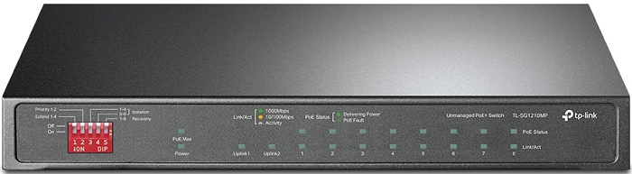  Коммутатор неуправляемый TP-LINK TL-SG1210MP 8x10/100/1000PoE+ (123Вт), COMBO RJ45/SFP
