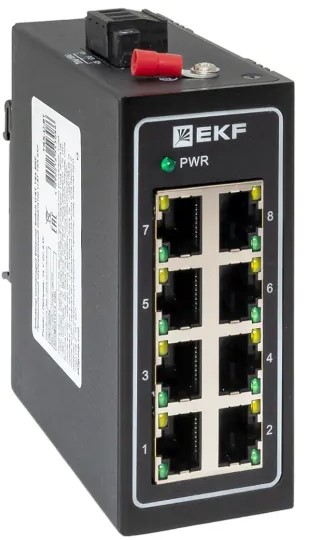 Коммутатор промышленный неуправляемый EKF TSX-U-8T U-8T 8 портов 10/100Base-T(X) RJ45 монтаж на DIN-рейку TSX