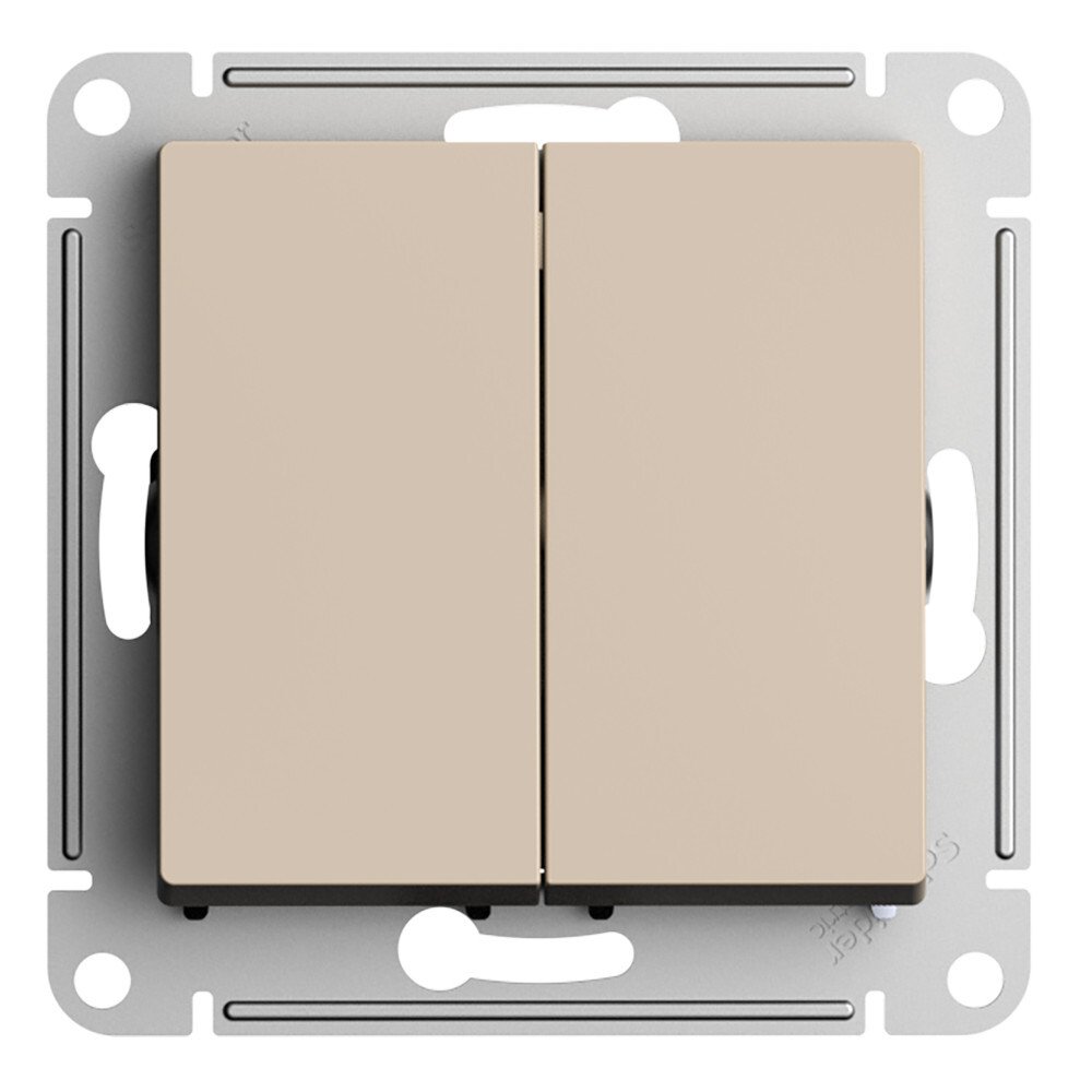 Переключатель двухклавишный Systeme Electric ATN001265 AtlasDesign сх.6/2, 10АХ, механизм, Песочный