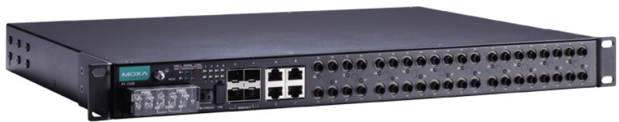 Коммутатор управляемый MOXA PT-7528-20MST-4TX-4GSFP-HV в 19 стойку, 20 портов 10/100BaseF(X) (многомодовые, SТ), 4 порта 10/100/BaseT(X), 4 порта 100