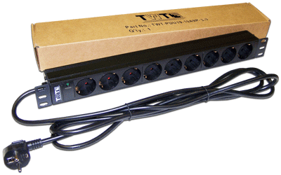 Блок розеток 19, 9 розеток TWT TWT-PDU19-16A9P-3.0 без выключателя, 16A 250V, шнур питания 3.0 м