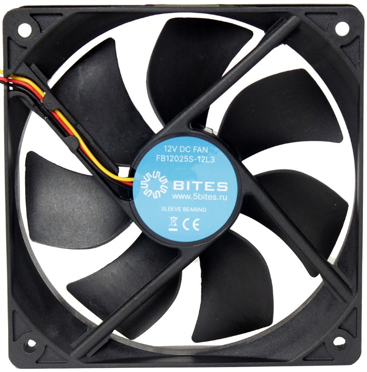 Вентилятор для корпуса 5bites FB12025S-12L3 120x120x25мм, 1200rpm, 25dBA, 50.05CFM, 3-pin