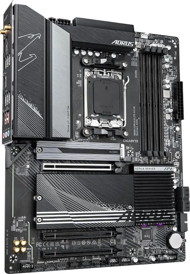 Материнская плата ATX GIGABYTE B650 AORUS ELITE AX V2 1.1 (AM5, AMD B650, 4*DDR5 (8000), 4*SATA 6G RAID, 3*M.2, 3*PCIe, WiFi, BT, 4*USB 2.0, 7*USB 3.2
