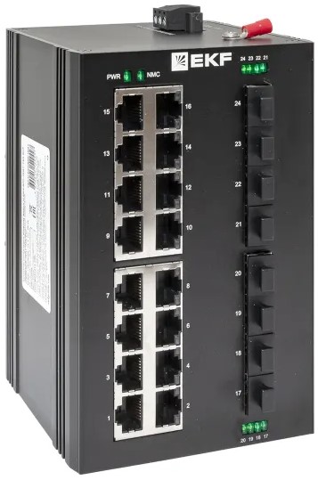 Коммутатор промышленный неуправляемый EKF TSX-U-8GX/SFP-16GT U-8GX/SFP-16GT 8 портов 1000Base-X SFP 16 портов 10/100/1000Base-T(X) RJ45 монтаж на DIN-