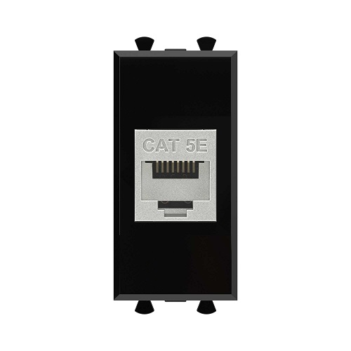 Розетка компьютерная DKC 4402761 RJ-45 без шторки модульная, кат.5е экранированная, Черный квадрат, 1 модуль, Avanti