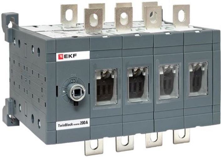 Рубильник EKF tb-s-200-4p-rev 200A 4P реверсивный без рукоятки управления TwinBlock