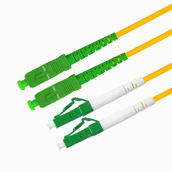 Патч-корд волоконно-оптический TELCORD ШОС-2x3.0-2LC/A-2SC/A-SM-1м-LSZH-YL duplex LC/APC-SC/APC, SM 9/125 (G652D), 3.0 мм, LSZH, 1м