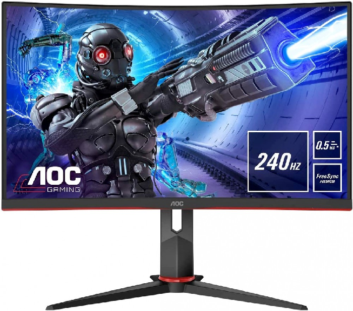 Монитор 27 AOC C27G2ZE 1920x1080, VA, изогнутый, 240Hz, 0.5 ms, 178°/178°, 300 cd/m, 80M:1, +2xHDMI 2.0, black-red