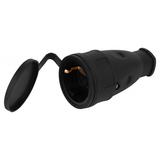 Розетка ЭРА Б0055418 RX10-B-IP44 каучуковая c заземлением 16А IP44 прямая черная