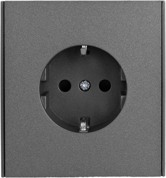 Розетка с заземлением KRANZ KR-78-0701-6 MIELE STRONG с/у, со шторками 16А графит