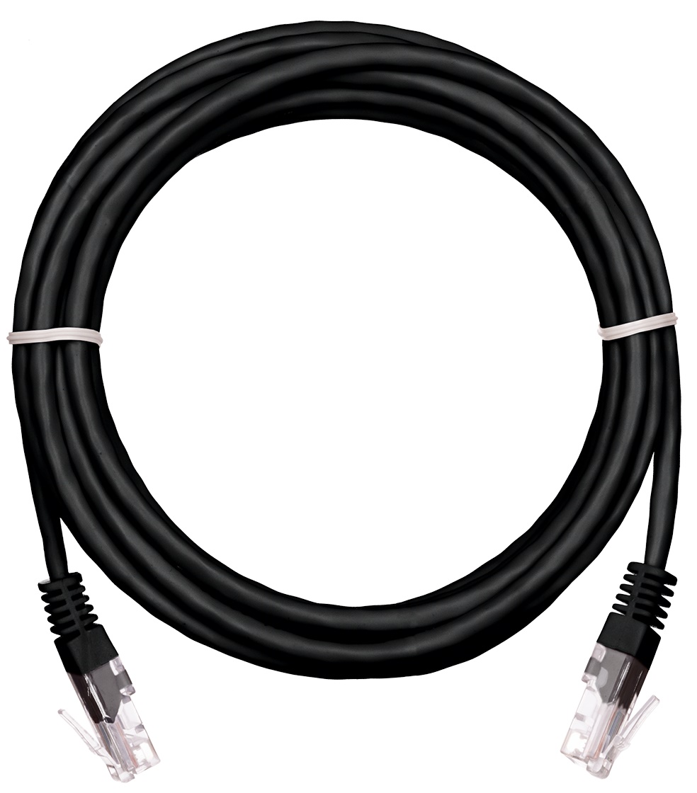 Кабель патч-корд U/UTP 5e кат. 10м Netlan EC-PC4UD55B-BC-PVC-100-BK-5 2хRJ45/8P8C 26AWG(7x0.16 мм), чистая медь, PVC нг(B), черный, уп/5шт
