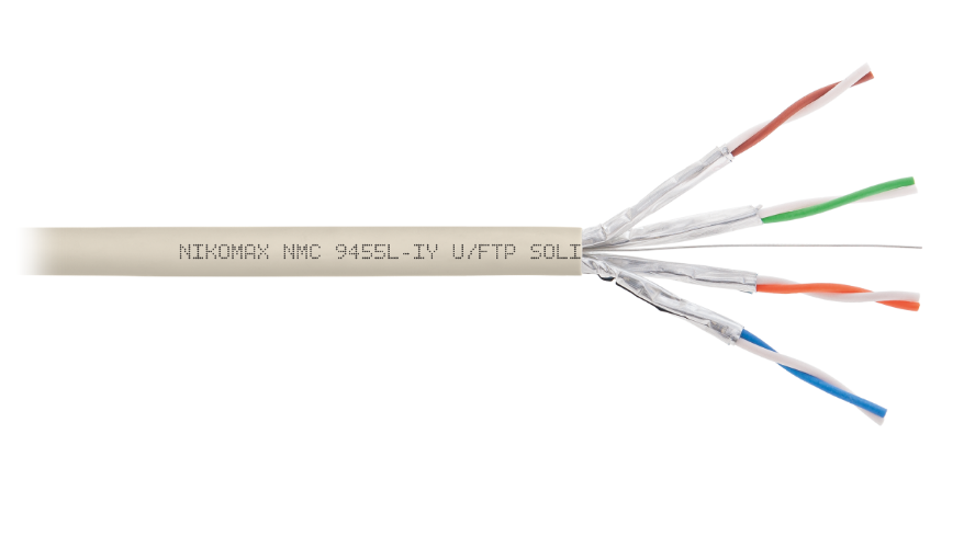Кабель витая пара U/FTP 6a кат. 4 пары NIKOMAX NMC 9455L-IY 23AWG(0.58 мм), медь, одножильный (solid), внутренний, полимерный материал, нг(A)-LSLTx, с