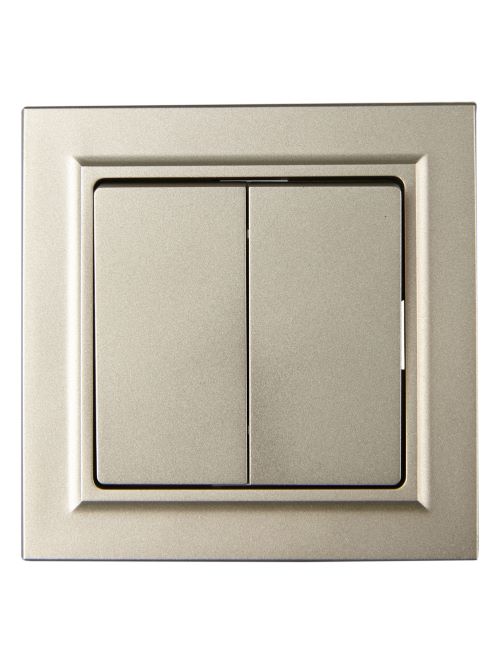 Выключатель двухклавишный в сборе IEK BR-V20-0-10-K37-F BRITE 10А ВСР10-2-0-БрШ Шампань