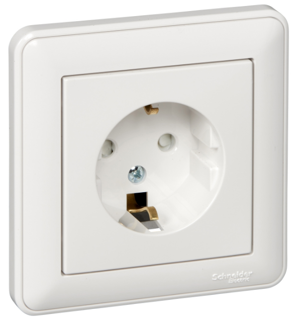 Розетка Schneider Electric RS16-152-18 Wessen 59 с/з с защитными шторками (в сборе, с рамкой), белый