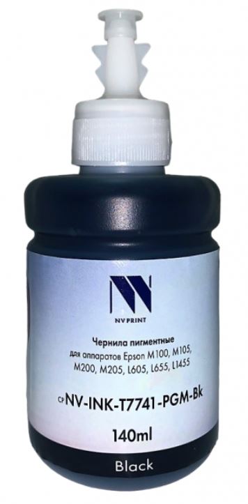 Чернила NVP NV-INK-T7741-PGM-Bk пигментные T7741 для аппаратов Epson M100, M105, M200, M205, L605, L655, L1455, 140 ml, black