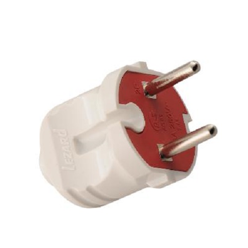 Вилка Lezard 715-0101-601 Accessories 1ф 6А без заземл. бел.
