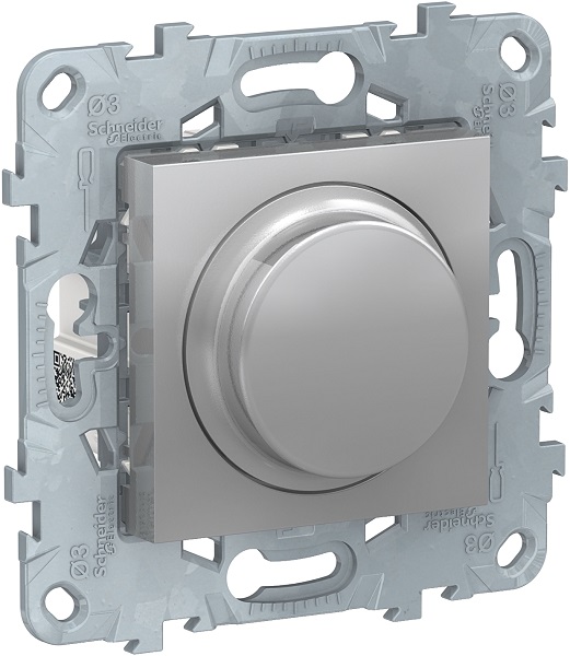 Светорегулятор Schneider Electric NU551430 UnicaNew, алюминий, LED поворотно-нажимной, универсальный 5-200Вт