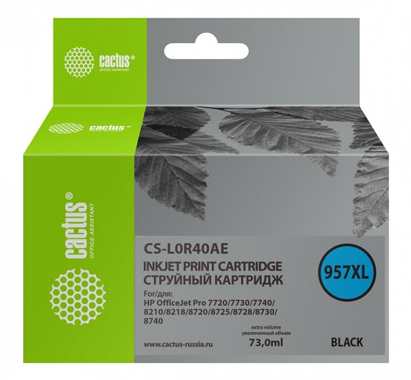 Картридж Cactus CS-L0R40AE черный (73мл) для HP OfficeJet 8210/8218/8720/8725/8730