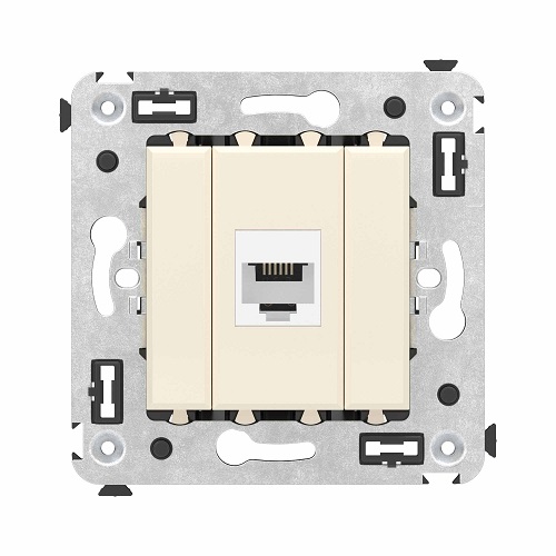Телефонная розетка DKC 4405613 RJ-12 без шторки в стену одинарная, Ванильная дымка, Avanti