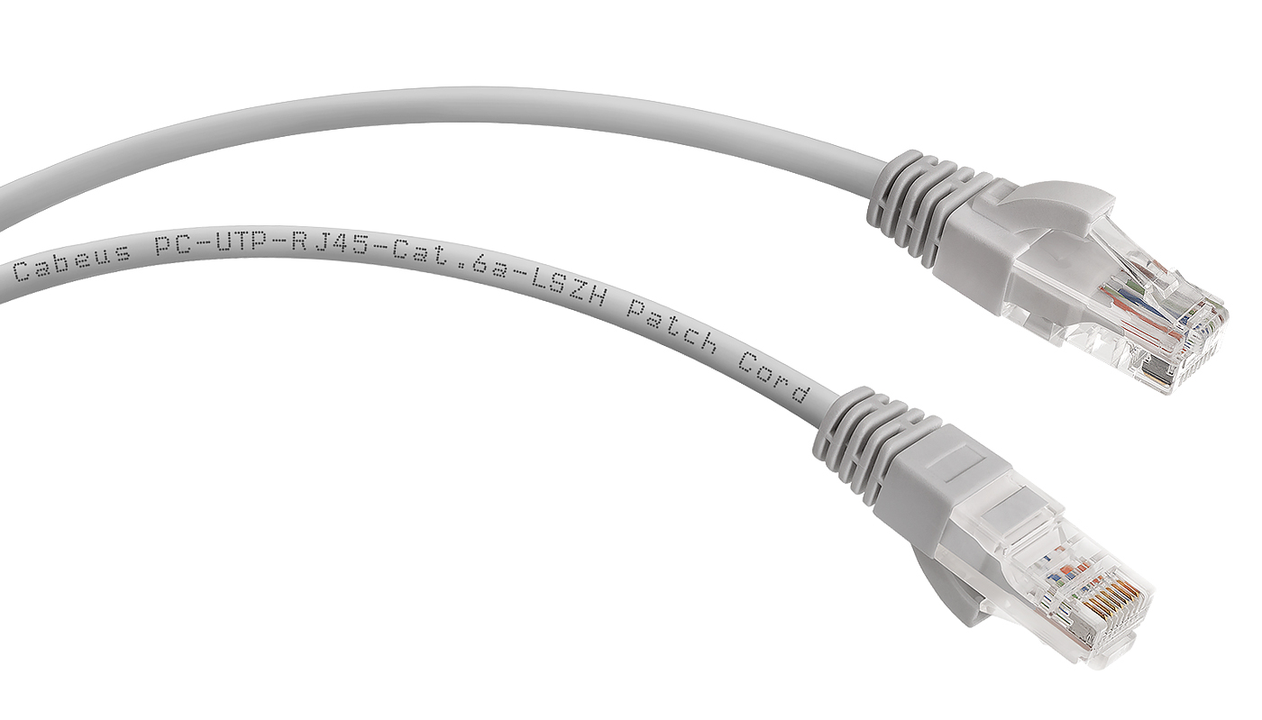 Кабель патч-корд U/UTP 6a кат. 2м. Cabeus PC-UTP-RJ45-Cat.6a-2m-LSZH 10G, неэкранированный, серый