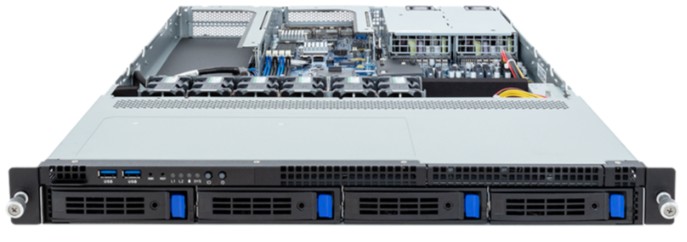 Серверная платформа 1U GIGABYTE R133-X13-AAB1 (LGA1700, C262, 4*DDR5 (4400), 4*3,5/2,5 SATA, M.2, PCIe, 800W 80+ Platinum, 2*USB 3.2, Mini-DP)