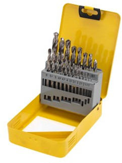 Набор сверл KRANZ KR-91-0638 по металлу, 1-10мм (через 0,5мм, 3,2мм, 4,8мм), HSS, цилиндрический хвостовик, металлический кейс, 21 шт.