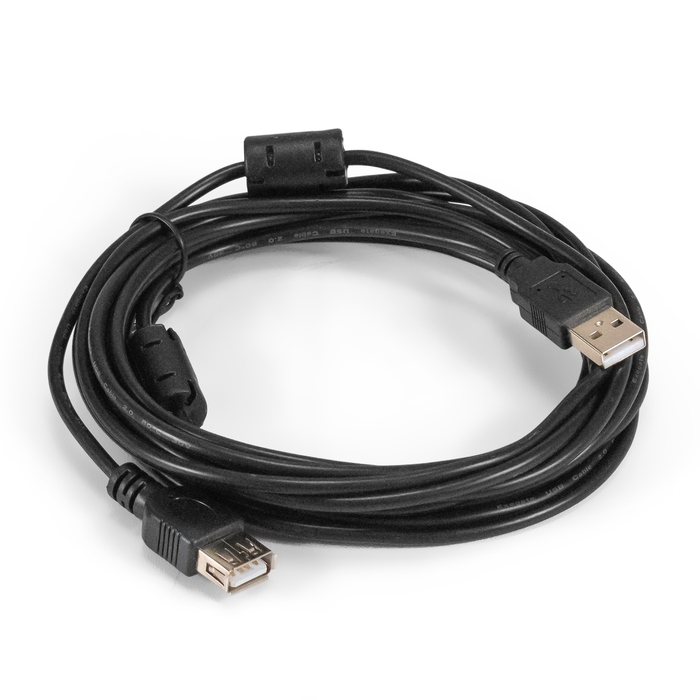 Удлинитель Exegate EX-CCF-USB2-AMAF-4.5F EX294764RUS USB 2.0 (Am/Af, позолоченные контакты, ферритовые кольца, 4,5м)