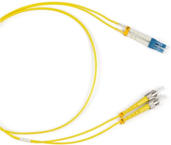 Кабель патч-корд волоконно-оптический Vimcom LC-ST Duplex 15m DPC-SM-3.0-LC/UPC-ST/UPC-15(ARM) одномодовый (9/125 мкм), диаметр 3.0 мм, длина 15м (арм