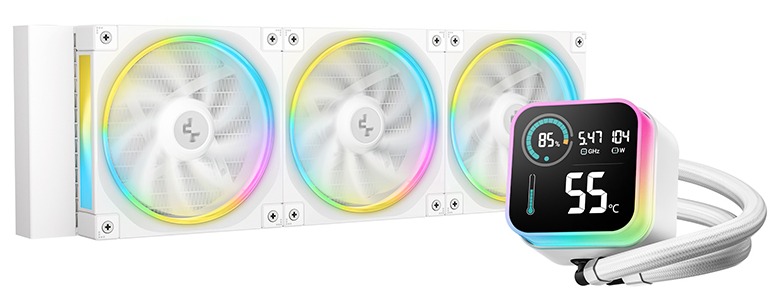 Система охлаждения жидкостная Deepcool LQ360 WH LGA20XX/1700/1200/115X/AM5/AM4 (3*120mm ARGB fan, TDP 300W, 500-2150rpm, 55CFM, 32dBA, 4-pin PWM) белы