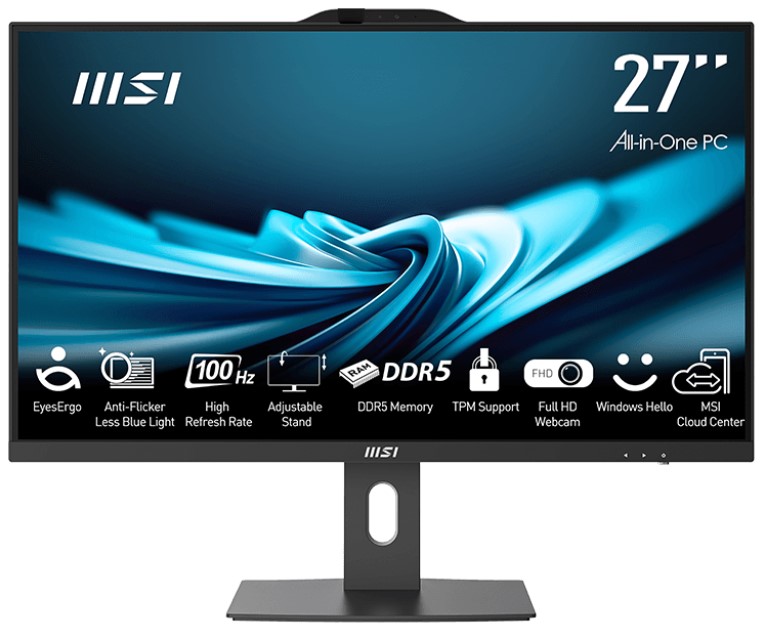 Моноблок 27'' MSI Pro AP272P 14M AiO 9S6-AF8321-844 i5-14400/8GB/512GB/1920x1080/wireless kbd/wireless mouse/WiFi/BT/cam/noOS/black