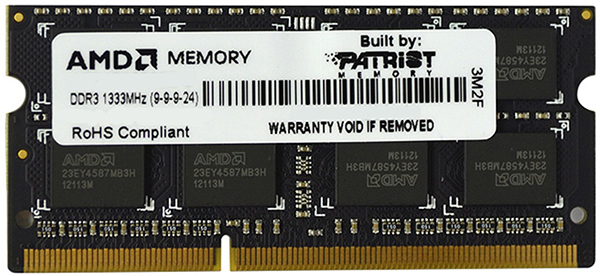  Модуль памяти SODIMM DDR3 4GB AMD R334G1339S1S-UO PC3-10600, 1333MHz, CL9, 1.5V, Non-ECC, Bulk