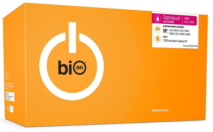 Картридж BION BCR-CF403X CF403X для HP Color LaserJet Pro M252n/M252dn/MFP277dw/277n (2300 стр.), Пурпурный
