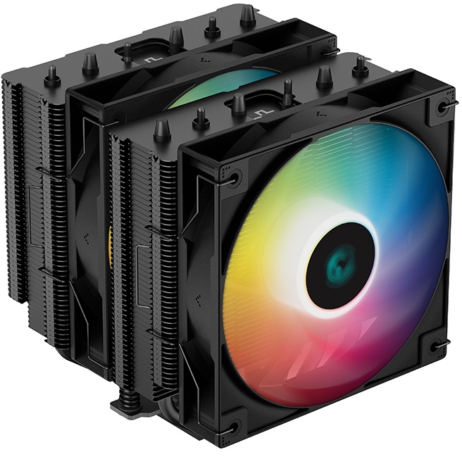 Кулер Deepcool AG620 BK ARGB LGA2066/2011-v3/2011/1700/1200/115x/AM5/AM4 (2*120mm fan, 300-1850rpm, 67.88 CFM, 29.4dBA, 4-pin PWM) RET