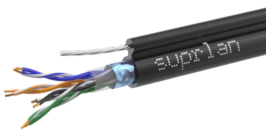 Кабель витая пара F/UTP 5e кат. 4 пары SUPRLAN 01-1026-1 Cu PE Out. T-FG8 (трос) 305м