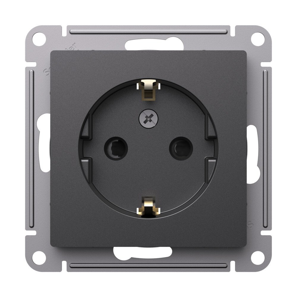 Розетка с заземлением Systeme Electric ATN001445 AtlasDesign со шторками, 16А, механизм, базальт
