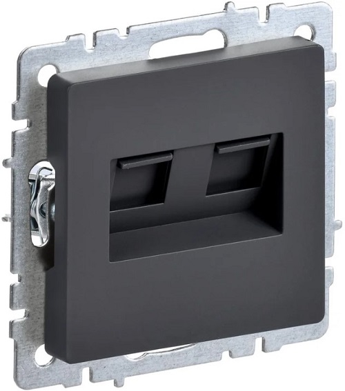 Розетка компьютерная двойная IEK BR-K20-2-K53 BRITE RJ45 кат.6 РК11-2-БрГ Графит