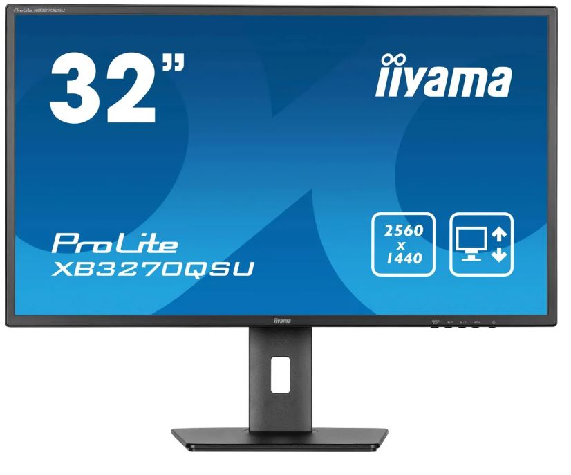 Монитор 31,5 Iiyama ProLite XB3270QSU-B1 черный, IPS, 2560x1440, 16:9, матовая, 250cd/m2, 178°/178°, 100Hz, HAS Piv, HDMI M/M, DP 2K USB
