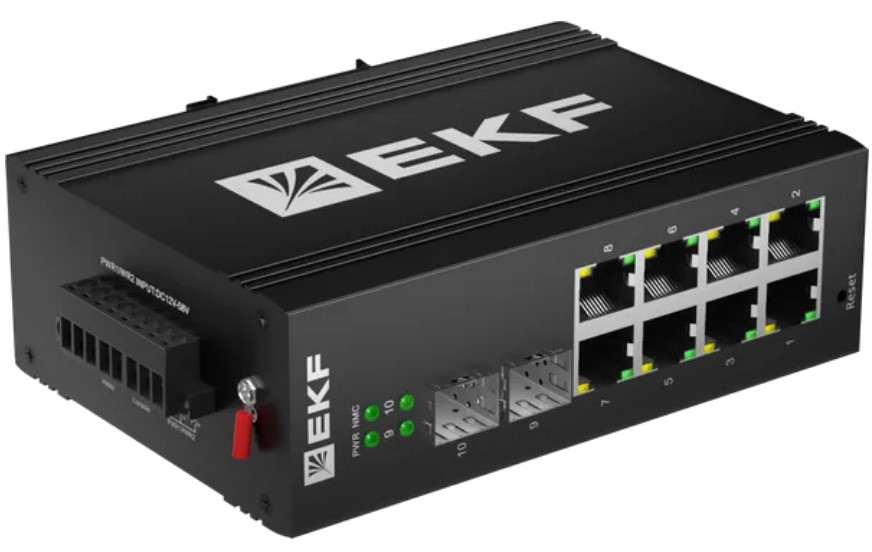Коммутатор промышленный управляемый EKF TSX-ML2-2GX/SFP-8GTP уровня L2 ML2-2GX/SFP-8GTP 2 порта 1000Base-X SFP 8 портов 10/100/1000Base-T(X) RJ45 c Po