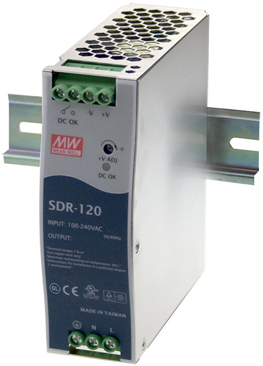 Преобразователь AC-DC сетевой Mean Well SDR-120-48 вых: 120 Вт; Выход: 48 В; U1: 48 В; Стабилизация: напряжение; Вход: 110/220В авто; Конструктив: на