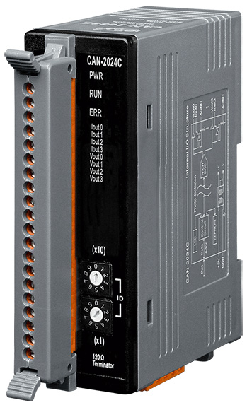 Модуль ICP DAS CAN-2024C CR CANopen module of 4-channel 14-bit analog output module