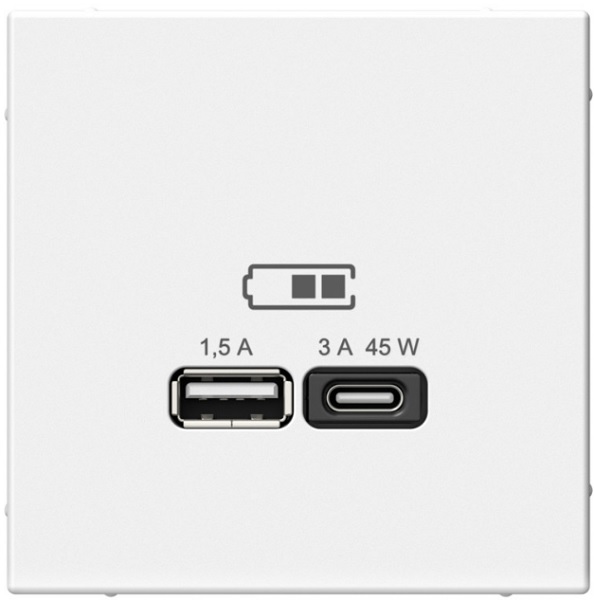 Розетка USB Systeme Electric GAL001329 ArtGallery A + тип-C 45Вт высокоскор.заряд. QC, PD, механизм, Лотос