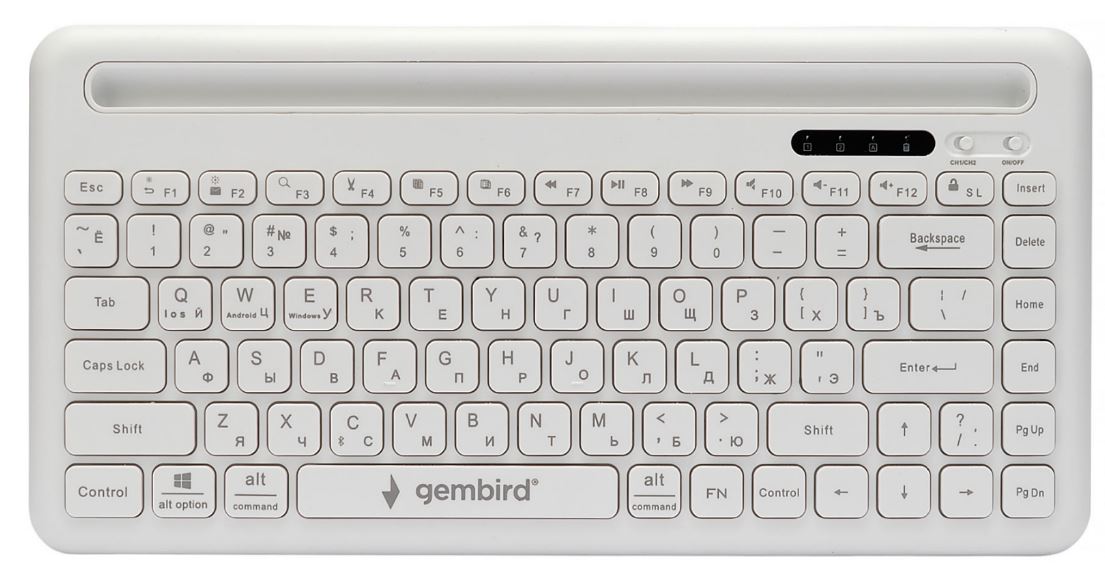 Клавиатура Wireless Gembird KBW-8 84кл, подставка для телефона, BT 5.1, белая