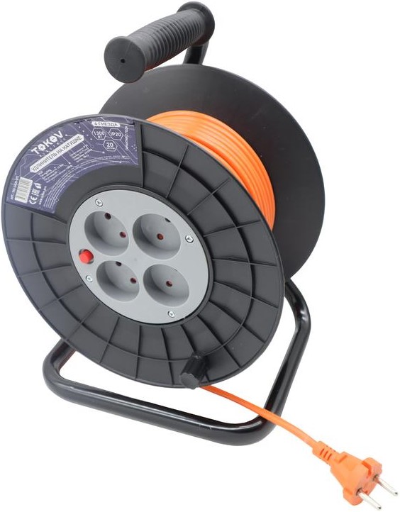 Удлинитель TOKOV ELECTRIC TKE-SK20-075 на катушке 4х20м без заземл. 6А IP20 2х0.75