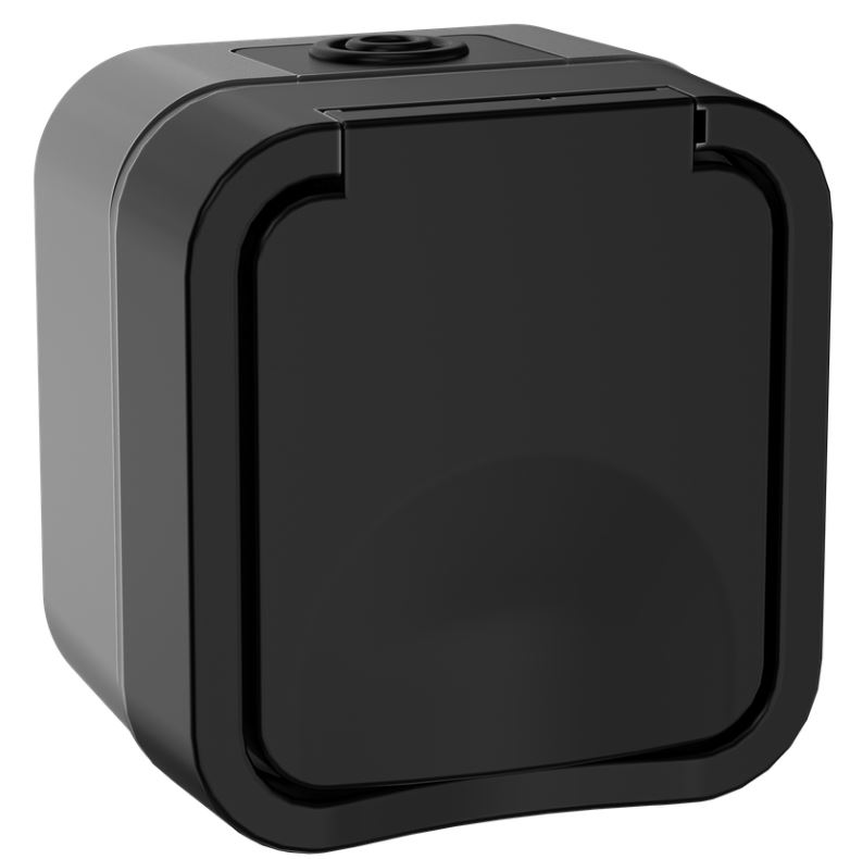 Розетка с заземлением с крышкой IEK TS-R16-16-55-K53 TORS 16А IP55 TS120 графит